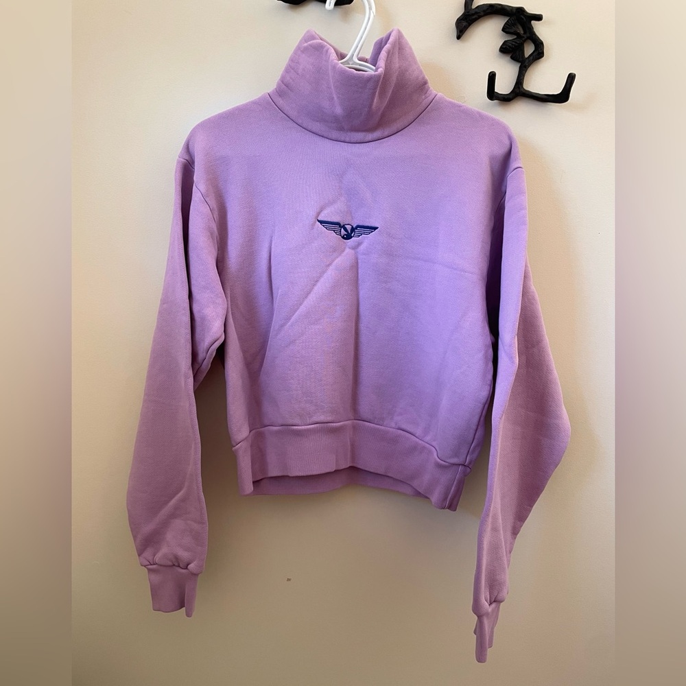 Playboy Bigbunny Aviation Wings High Neck Cropped Sweatshirt - Mauve